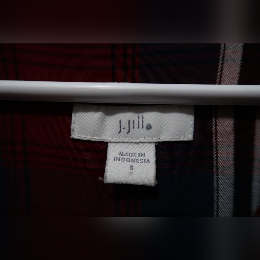 J. Jill Ruby Plaid Belted Button Down Shirt Dress Casual Preppy Fall Dress - Picture 5 of 6